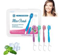 5 in 1 Toothbrush & Floss,Disposable Mini Toothbrushes on The Go,Portable Pre-Pasted Mini Travel Toothbrush Set with Floss,Pick & Tongue Scraper,Portable Oral Care for Travel Work (1)
