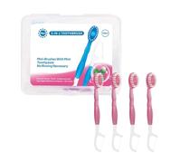 5 in 1 Toothbrush Floss Set, Disposable Mini Toothbrush with Toothpaste Floss Pick Tongue Scraper Portable Oral Care for Travel Work Mixed Flavors 10 Pcs (B)