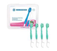 5 in 1 Toothbrush Floss Set, Disposable Mini Toothbrush with Toothpaste Floss Pick Tongue Scraper Portable Oral Care for Travel Work Mixed Flavors 10 Pcs (D)