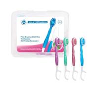 5 in 1 Toothbrush Floss Set, Disposable Mini Toothbrush with Toothpaste Floss Pick Tongue Scraper Portable Oral Care for Travel Work Mixed Flavors 10 Pcs (C)