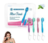 5 in 1 Toothbrush On The Go, Mini Travel Toothbrush Set with Floss, Pick & Tongue Scraper, Portable Oral Care for Travel, Camping & Emergency Use, Mixed Flavors for Adult Kids(Mixed,1box)