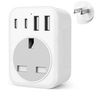 5 IN 1 UK to Japan Plug Adapter,Japan Travel Adapter with 2 USB C and 2 USB A Ports, 1 AC Outlet, 100V-240V, Type A Travel Adapter for USA, China, Mexico, Canada