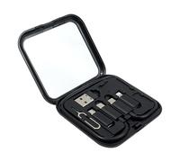5 in 1 Universal Charging Adapter Set, usb c to micro usb adapter, USB C to Lightning/USB-A, Compatible with iPhone/Samsung, Multi Adapter Charging Kit Includes Travel Case/Mirror
