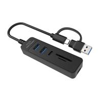 5 In 1 USB Adapter With USB3.0 USB2.0 Type C Port And Double Card Readers For Laptops Computers Mobile Devices Fast Speed Data Transfer USB Adapter