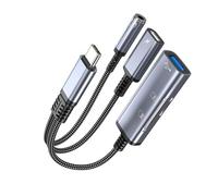 5 in 1 USB C Splitter for Sound and Charging Memory Reader Fast Data Dongle Cable Portable USB C Adapter