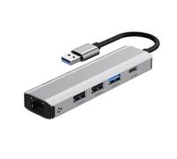 5 In 1 USB Hub, USB to RJ45 Ethernet Adapter with USB3.0, 2 USB2.0 Ports and DC 5W charging port Compatible for MacBook, Surfacebook,Dell HP laptops (5 in 1 Ethernet 100M with 1 USB3.0)
