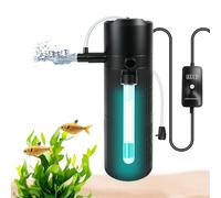 5-in-1 UV Fish Tank Filters with Timer 500L/H, Ultra-Quiet & Energy-Efficient Aquarium Filter Pump with Aeration, Oxygen, Wavemaker, Sterilization & Dechlorination for 50-150L Fresh & Saltwater Tanks