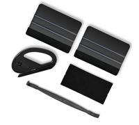 5-in-1 Vinyl Wrap Tool Kit, Professional Wallpaper Smoother Set with 2x Suede Felt Squeegees, Magnetic Micro-Tuck Stick & Safety Film Slitter for Car Window Tint, Kitchen Cupboard & Decal Installation