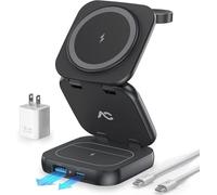 5-in-1 Wireless Charger for MagSafe, AC ISLAND Portable Travel Charging Station, 35W Max Qi2 Fast Foldable Magnetic Stand, Evolved for iPhone 17-12 Series, Apple Watch, AirPods (with 35W Adapter)