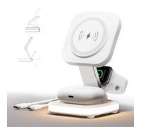 5 in 1 Wireless Charging Station for Apple, Foldable for MagSafe Charger with Night Light for iPhone 17/Air/16/15/14/13/12,Apple Watch,AirPods Pro 4 3 2, Travel Magnetic Fast Wireless Charging Station