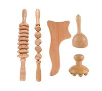 5 in 1 Wood Massage Tools Scraping, Relaxing Muscle Wood Massage Tool, A Professional and Complete Wooden Massage Tool for Shaping, Lymphatic Drainage, Muscle Pain Relief (5)