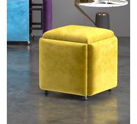 5-in-1 Yellow Stacking Stool with Swivel Wheels Convertible Sofa Stool for Living Room Bedroom & Office Compact 35x35cm Design Versatile Seating Solution