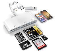 5 in 3 Multi-Card Reader, USB OTG Adapter Lightning Type C USB A to SD/TF/CF/Micro SD/XD/MS, Memory Card Reader for iPhone/iPad/Android/MacBook/PC with Windows/Mac/Linux/Android
