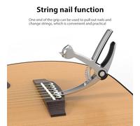 5-in- Guitar Acoustic Guitar String Cutter/Pick Holder/Pin Puller Transfer Clamp/Holder Alloy for Folk Classical Ukulele Bass String Instruments Accessories (Silver)