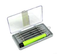 5-in- Magnetic Screwdriver Bit Set for Watch, Phone & Clock Repair - Chrome-Vanadium Steel, 92mm Bits, Black/Silver/Green Handle(7391A)