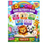 5-IN-ONE KIDS ACTIVITY BOOK: Spot the Difference • Match the Shadow • Match Animal to Its Baby • Colour by Number • Match Capital & Small Letters | Fun Learning Activities for Ages 3-5