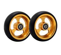 5 inch/120 mm Wheelchair Front Caster Wheel for Sports Wheelchairs, PU Solid Tire and Aluminum Alloy Wheel Hub, 5/16" (8 mm) Bearing(Gold)