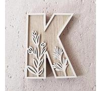 5 Inch 26 Letter for Wall Decoration Flowers Can Be Painted On Wood Children's Room Letters Wooden Crafts Name Signs Wedding Home Large Snowflake Ornament (K, One Size)