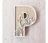 5 Inch 26 Letter for Wall Decoration Flowers Can Be Painted On Wood Children's Room Letters Wooden Crafts Name Signs Wedding Home Digital Ornament (P, One Size)