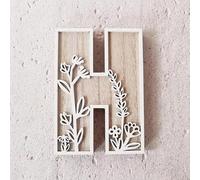 5 Inch 26 Letter for Wall Decoration Flowers Can Be Painted On Wood Children's Room Letters Wooden Letters for Crafts Name Signs Wedding Home Decoration Christmas Snowflake Ornament (H, One Size)