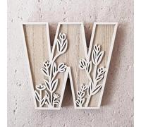 5 Inch 26 Letter for Wall Decoration Flowers Can Be Painted On Wood Children's Room Letters Wooden Letters for Crafts Name Signs Wedding Home Decoration Christmas Snowflake Ornament (W, One Size)