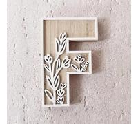5 Inch 26 Letter for Wall Decoration Flowers Can Be Painted On Wood Children's Room Letters Wooden Letters for Crafts Name Signs Wedding Home Decoration Christmas Snowflake Ornament (F, One Size)