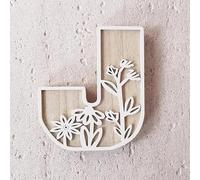 5 Inch 26 Letter for Wall Decoration Flowers Can Be Painted On Wood Children's Room Letters Wooden Letters for Crafts Name Signs Wedding Home Decoration Christmas Snowflake Ornament (J, One Size)