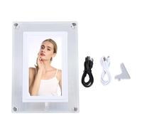 5 Inch Acrylic Digital Picture Frame, Digital Photo Frame with 4GB Memory, Colorful LED Art Frame, Automatic Rotating Display with Stereo Speakers for Home Office
