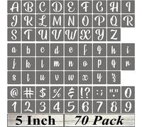 5 Inch Alphabet Letter Stencils - 70 Pack Letter Number Stencil Templates with Signs for Painting on Wood, Reusable Calligraphy Letters and Numbers Stencils for Chalkboard Fabric Wood Signs