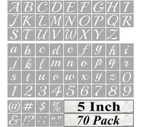 5 Inch Alphabet Letter Stencils for Painting - 70 Pack Letter and Number Stencil Templates with Signs for Painting on Wood, Reusable Cursive Letters Stencils for Chalkboard Wood Signs & Wall Art