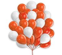 5 inch Balloons 2 Color Combination Mini Balloons Set Colorful Decorative Balloons White & Orange Balloon Set Birthday Party Wedding Engagement Anniversary Festival Decor 30 Pieces