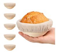 5 Inch Banneton Bread Proofing Basket Set of 6, Kikcoin Mini Sourdough Bread Baking Supplies, Small Banneton Basket Proofing Baskets for Sourdough Bread Baking