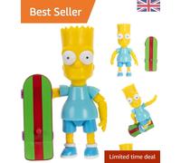 The Simpsons Bart with Skateboard 5" / 12.7cm Action Figure by JAKKS Pacific, Includes Skateboard Accessory, Highly Articulated, Collector's Display Packaging