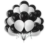 5 Inch Black and White Latex Balloons 25 Pack Mini Party Balloons for Birthday Wedding Baby Shower Halloween Graduation Retirement Event Party Decoration