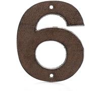 5 Inch Cast Iron Door Number - Rustic Brown - Six