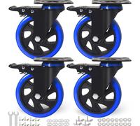 5 Inch Caster Wheels, Casters Set of 4, Heavy Duty Casters with Brake