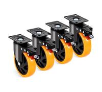 5-inch Caster Wheels for Office Chairs, Set of 4, Swivel Plate with A/B Locking, No Noise PVC, Supports 450 lbs, Perfect for Home & Office Use