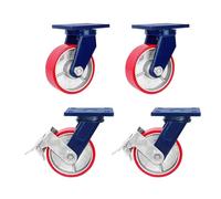 5 inch caster wheels,heavy duty caster wheels,industrial casters,casters for furniture legs,casters set of 4,Thickened bracket,double bearing turntable,flexible and durable(Braked and swivel,4in)