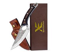 5 Inch Chef Knife - Full Tang Stainless Steel Hand Made Kitchen Knife with Leather Sheath - Home Use Vegetable Knife, Ideal Cooking Knife