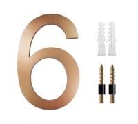 5 Inch Floating House Numbers,Acrylic Floating House Number Modern House Numbers, Garden Door Mailbox Decor Number with Nail Kit Outdoor Mailbox Signs (Gold-6)