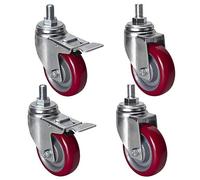 5-Inch Heavy Duty Plate Casters with Brake - M16 Thread Swivel Wheels - Set of 4 for Furniture, Factory, Hospital Use