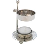 5-Inch Incense Holder in Beautiful Silver Color- Resin, Dhoop Dhuni & Sambrani Burner for Temple Prayers and Home Decor