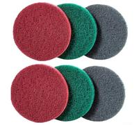 5 Inch Nylon Scouring Pads for Drill - 6 Piece Industrial Buffing and Polishing Kit with Green, Red and Grey Abrasive Pads for Rust Rem