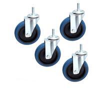 5-Inch Rubber Swivel Casters with Locking Brake 360° Rotation M12 Threaded Stem 100kg Load Capacity Perfect for Industrial Trailers Set of 4