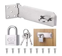 5 inch Stainless Steel Door Latch Hasp ＆ Padlock with Screws, Heavy Duty Padlock Hasp and Staple, Door Clasp,Shed Latch Padlock Staple, Security Hasp Lock, Shed Lock for Bedroom Garage Cabinet Cage
