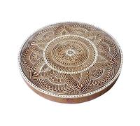 5 Inch Traditional Large Printing Block Floral Round Shape Big Wood Stamp