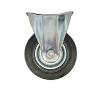 5 inch Wheel Fixed Trolley Caster Rubber 125mm On Plate Black