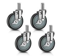 5 inches Stem Casters for Wire Shelving Racks, Heavy Duty Wheels with Brake Set of 4 Swivel Casters Scaffolding Wheel Replacement(.864" x 2-3/16")
