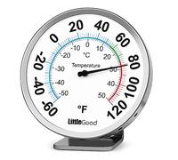 5” Indoor Outdoor Thermometer - Analog Thermometer gauges for Temperature Updated, Round Dial Metal Wall Thermometers Large Numbers for Home, Room, Greenhouse, Patio, Garage, Decorative