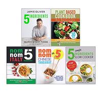 5 Ingredients - Quick & Easy Food [Hardcover], Plant Based Cookbook For Beginners, Nom Nom Italy In 5 Ingredients And Chinese Takeaway, 5 Simple Ingredients Slow Cooker 5 Books Collection Set